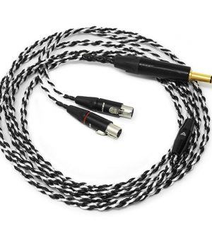 AUDEZE – Câble upgrade Argent pour casque LCD – 2,5m (Blanc Noir) – identique LCD-4 et LCD-4z